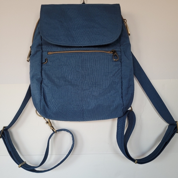 Travelon Womens Stylish Blue Backpack with Gold Accents main image 9
